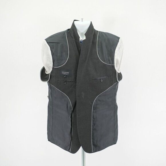 Banana Republic Tailored Slim Fit Polyester Gray Basketweave Blazer 42S 2 Button - Picture 8 of 14